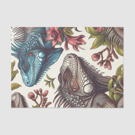 Papier Mousseline Peinture vintage Iguana sans fil (Recto)