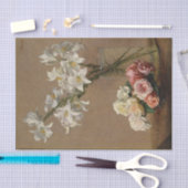 Papier Mousseline Peinture vintage Roses et lys (Artisanat)