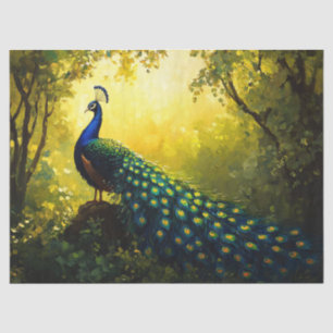 Papier Mousseline Peinture vive d'une découpage de paon