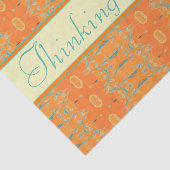 Papier Mousseline Penser à vous en orange et Turquoise (Détail)