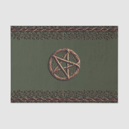 Papier Mousseline Pentacle bois brindilles Olive Green Wiccan (Recto)