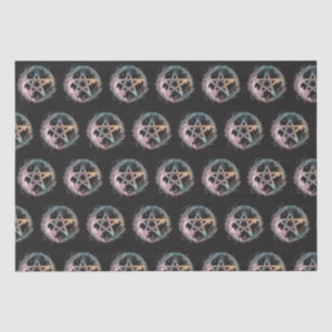 Papier Mousseline Pentagramme Bleu Chariot Halloween Noir