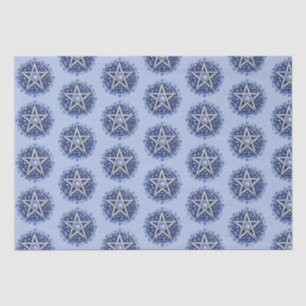 Papier Mousseline Pentagramme bleu floral sorcière Halloween bleu