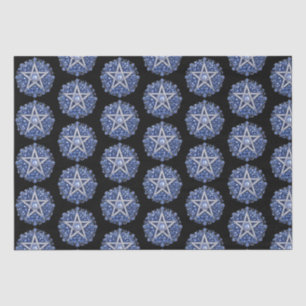 Papier Mousseline Pentagramme bleu floral sorcière Halloween noir