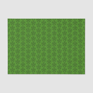 Papier Mousseline Pentagramme noir sur vert