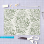 Papier Mousseline Peoné et papillons bloc impression, sauge vert et (Artisanat)