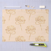 Papier Mousseline peonées de faux feuillard blush et or (Artisanat)