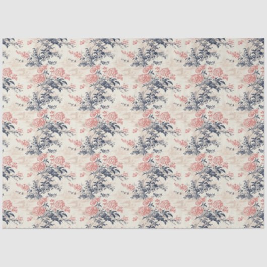 Papier Mousseline Peoney Floral Toile de Jouy Motif (Recto)