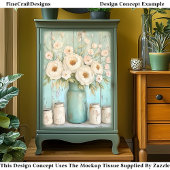 Papier Mousseline Peonies à la crème Chic Shabby, Aqua Jug DV5L Déco