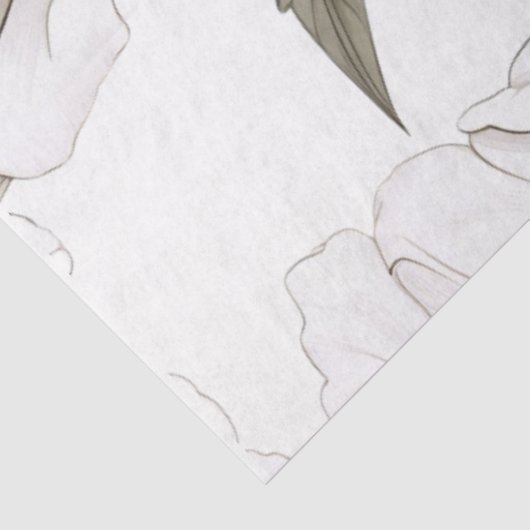 Papier Mousseline Peonies blanches | Simple | Rustique (Détail)