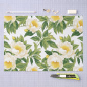 Papier Mousseline Peonies de Claire de Lune blanches et jaunes (Artisanat)