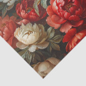 Papier Mousseline Peonies en Découpage rouge et blanc (Détail)