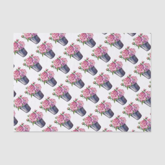 Papier Mousseline Peonies en papier de tissus pour la plantation (Recto)