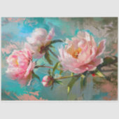 Papier Mousseline Peonies roses Découpage Tissu papier pour meubles (Recto)