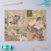 Papier Mousseline Peonies roses et art antique Rose (Artisanat)