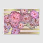 Papier Mousseline Peonies roses sur l'or Horizontal bandes Découpage (Recto)