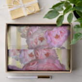 Papier Mousseline Peonies roses sur l'or Horizontal bandes Découpage (Cadeau)