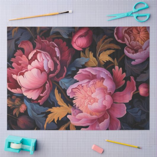 Papier Mousseline Peonies Series Design 12 (Artisanat)