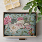 Papier Mousseline Peonies sur aqua tissé arrière - plan (Cadeau)