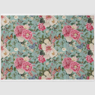 Papier Mousseline Peonies sur aqua tissé arrière - plan