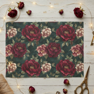 Papier Mousseline Peony Dark Romantique Bourgogne