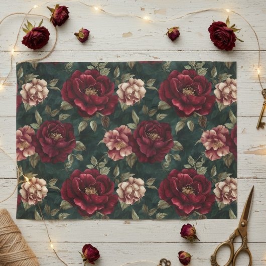 Papier Mousseline Peony Dark Romantique Bourgogne