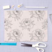 Papier Mousseline Peony Floral Line Art Pattern Soft (Artisanat)