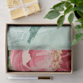 Papier Mousseline Peony Floral Mint rose Bourgogne Retro Chintz Bird (Cadeau)