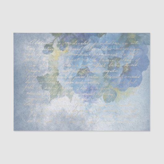 Papier Mousseline Pépites d'aquarelle bleu Floral (Recto)