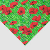 Papier Mousseline Pépites rouges dans un champ vert (Détail)