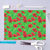 Papier Mousseline Pépites rouges dans un champ vert (Artisanat)