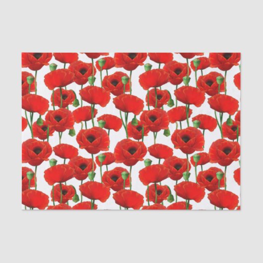 Papier Mousseline Pépites rouges modèle floral (Recto)