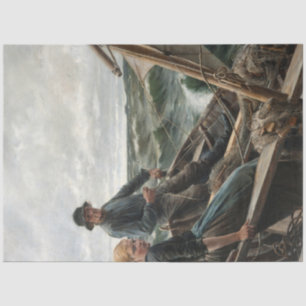 Papier Mousseline Père et fille en mer (par Albert Edelfeel)