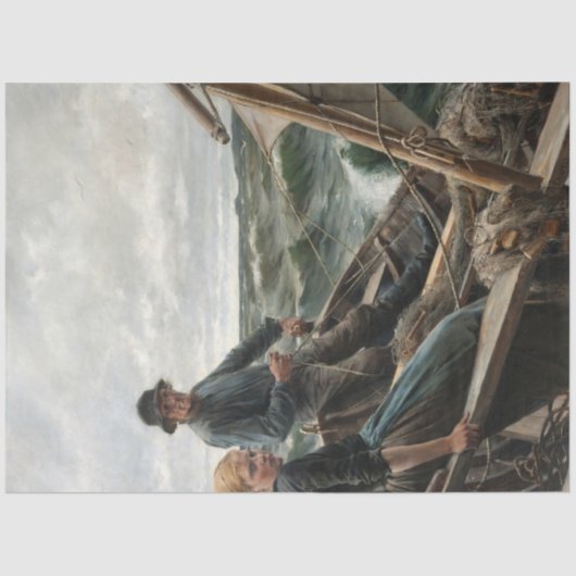 Papier Mousseline Père et fille en mer (par Albert Edelfeel) (Recto)