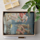 Papier Mousseline Père Noël Antique Sleigh Reindeer (Cadeau)
