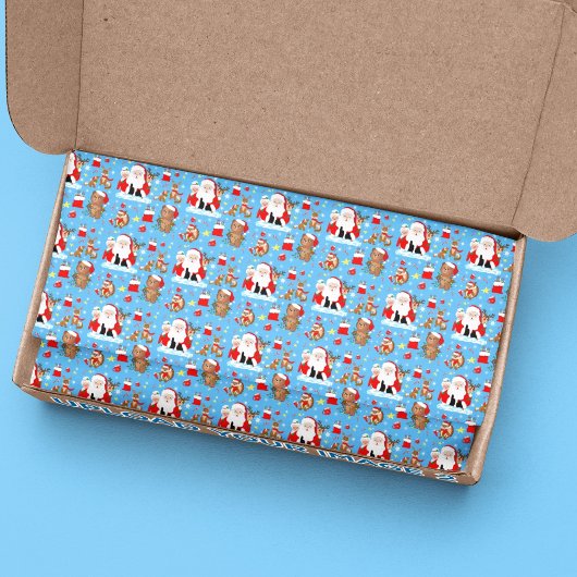 Papier Mousseline Père Noël Avec Des Animaux Forestiers