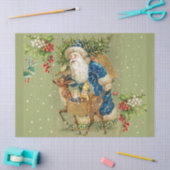 PAPIER MOUSSELINE PÈRE NOËL AVEC DES CADEAUX DE CERFS ET DE NOËL EN  (Artisanat)