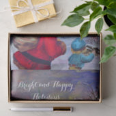 PAPIER MOUSSELINE PÈRE NOËL AVEC ENFANT DANS LA NEIGE D'HIVER (Cadeau)