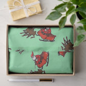 Papier Mousseline Père Noël avec sly sur vert (Cadeau)