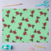 Papier Mousseline Père Noël avec sly sur vert (Artisanat)