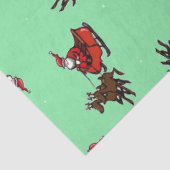 Papier Mousseline Père Noël avec sly sur vert (Détail)