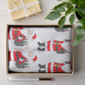 Papier Mousseline Père Noël Avec Vin Rouge Verre & Vin Sac Noël (Cadeau)