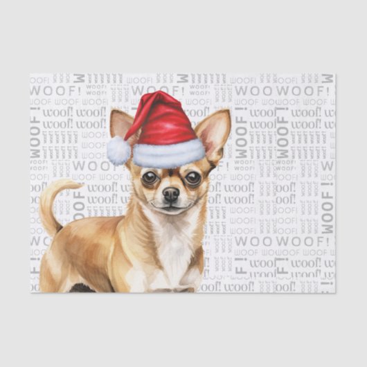 Papier Mousseline Père Noël Chihuahua Festif Chien Noël (Recto)