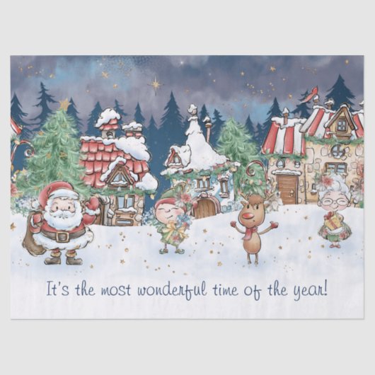 Papier Mousseline Père Noël Christmas Elf Rudolph Tissue Paper (Recto)
