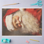 Papier Mousseline Père Noël classique souriant avec casquette rouge (Artisanat)