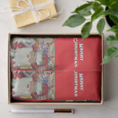 Papier Mousseline Père Noël Classique - Vérifier Deux Fêtes Rouge (Cadeau)