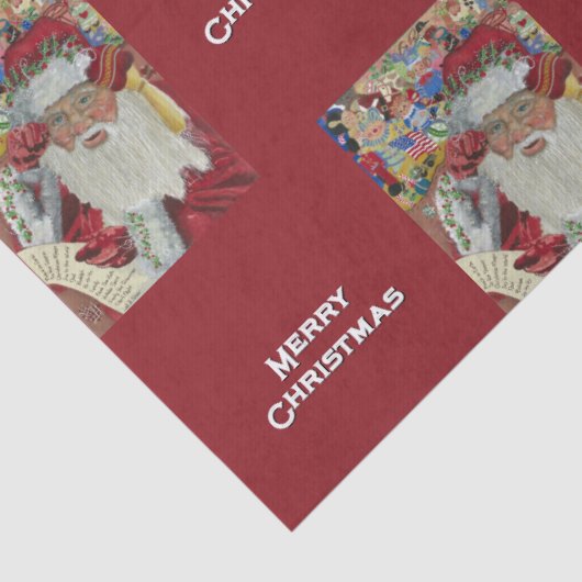 Papier Mousseline Père Noël Classique - Vérifier Deux Fois Joyeux No (Détail)
