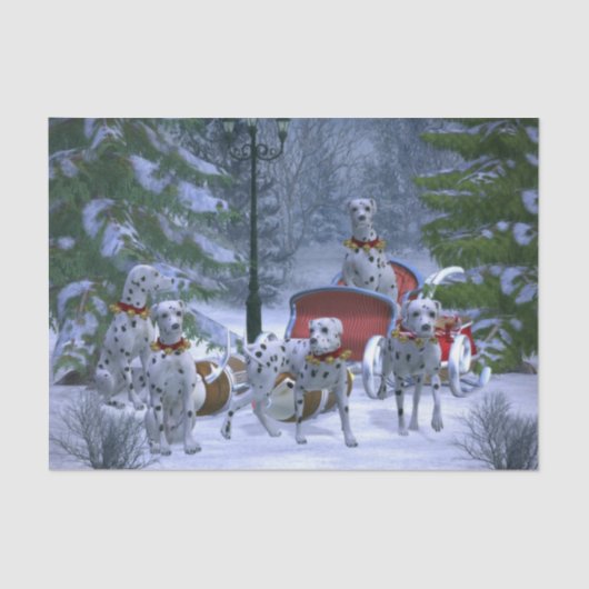 Papier Mousseline Père Noël dalmate et son renne dalmate (Recto)