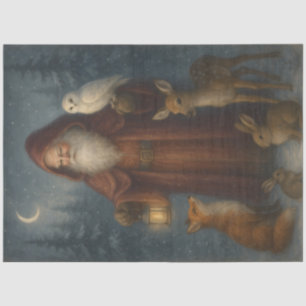 Papier Mousseline Père Noël de la forêt découpage en bois