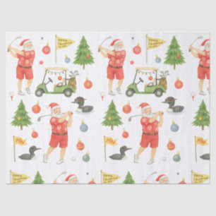 Papier Mousseline Père Noël de Noël de golf jouant au golf dans le M
